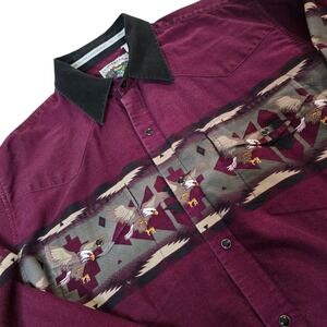 VTG Cumberland Outfitters Bald Eagles Pearl Snaps Button Up Shirt Size Mens XL